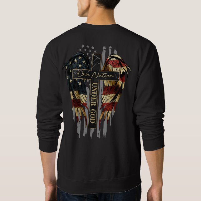 Christian Shirt, One Nation Under God Cross Wings Sweatshirt (Back)