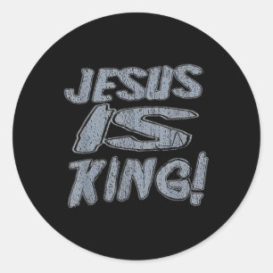 Christian Shirts For Men Jesus Is King God Faith Classic Round Sticker