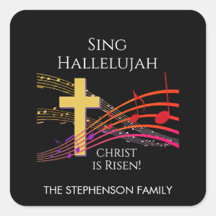 Christian SING HALLELUJAH CHRIST IS RISEN Easter Square Sticker
