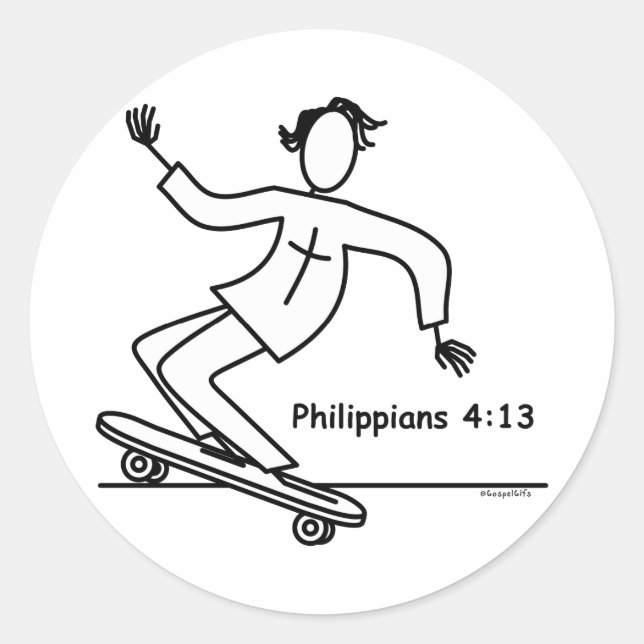 Christian Skateboard Classic Round Sticker (Front)