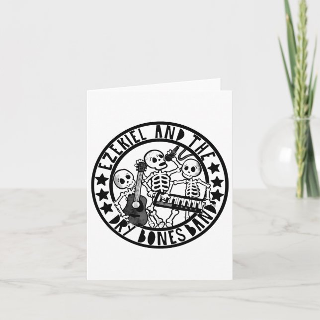Christian Skeleton Ezekiel And Dry Bone Band Bible Card (Front)