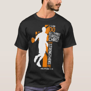 Christian Sketll Cross I Can Do All Things Through T-Shirt