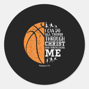 Christian Sketll Gifts Boys Philippians 413 Jesus  Classic Round Sticker
