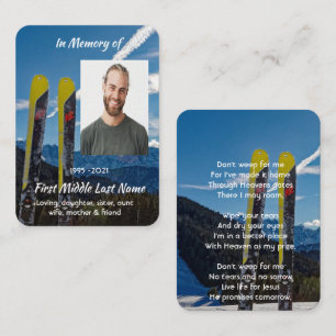 Christian Skiing Skier Memorial Keepsake Business Card