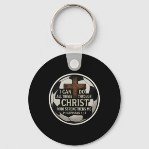 Christian Soccer Bible Verse Quote Philippians 413 Key Ring