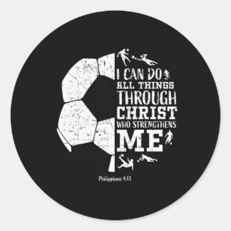 Christian Soccer Faith Graphic Bible Verse Philipp Classic Round Sticker