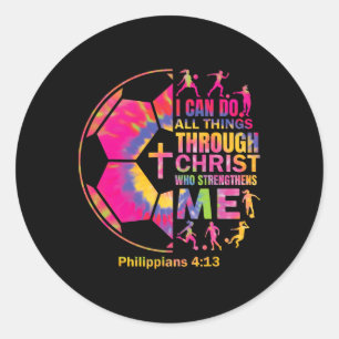 Christian Soccer T Shirt Girls Teen Kids Christ Re Classic Round Sticker