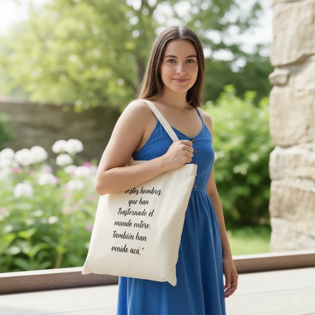  Christian Spanish Bible Verse Acts 17 Hechos 17 Tote Bag (Acts 17 bible verse, custom name & text, Spanish gift for Christians. Con Jesus en el camino)
