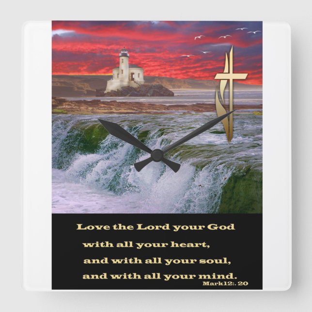 Christian Square Wall Clock (Front)