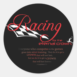 Christian stickers: Racing Classic Round Sticker