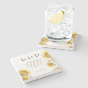 Christian Sunflowers Romans 1:20 Scripture  Stone Coaster