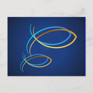 Christian Symbols-blue and gold Postcard