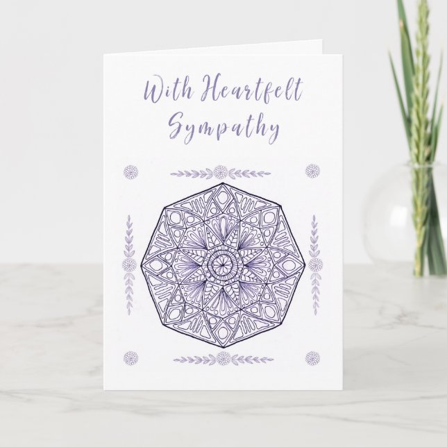Christian Sympathy Card with Purple Medallion  (Front)