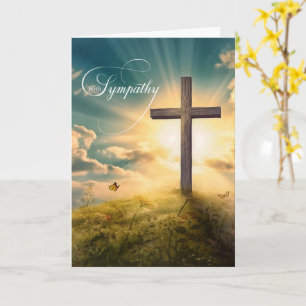 Christian Sympathy Religious Cross on a Hill Card