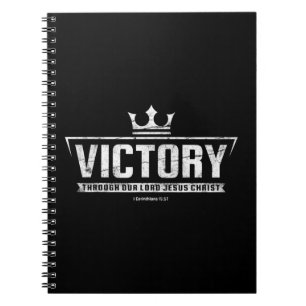 Christian T Shirt Women Men   Victory In Jesus Bib Notebook