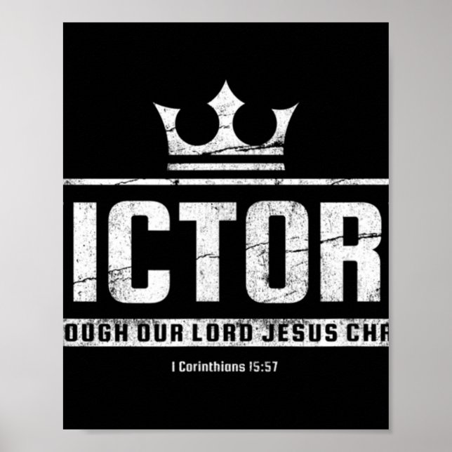 Christian T Shirt Women Men | Victory In Jesus Bib Poster (Front)