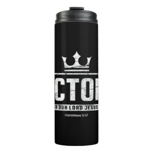 Christian T Shirt Women Men   Victory In Jesus Bib Thermal Tumbler