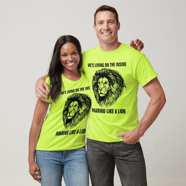 Christian T-Shirts, HE'S LIVING ON INSIDE LION T-Shirt (Unisex)