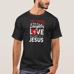 Christian Teacher  Run Laughter Love Jesus Raglan T-Shirt