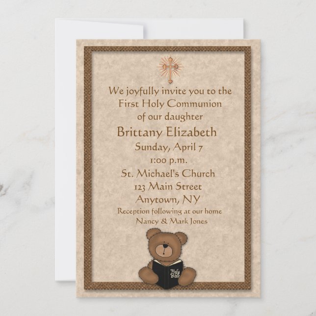 Christian Teddy Bear Invitation (Front)