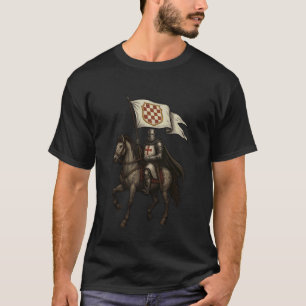 Christian Templar Knight with Herceg Bosna Flag - T-Shirt