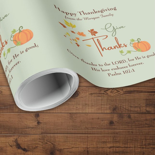 Christian Thanksgiving | Custom Name & Bible Verse Wrapping Paper (Creator Uploaded)