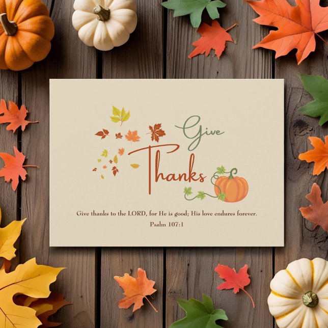 Christian Thanksgiving Psalm 107:1 | Custom Family Holiday Card (Creator Uploaded)