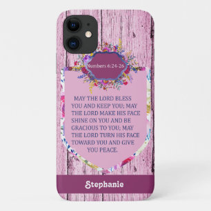 Christian The Blessing Pink Floral Bible Verse Case-Mate iPhone Case