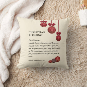 Christian THE LORD BLESS YOU Christmas Baubles Cushion