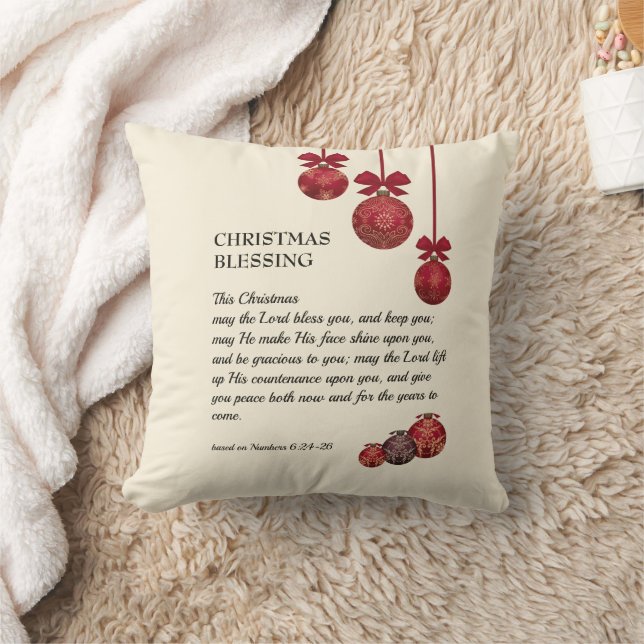 Christian | THE LORD BLESS YOU | Christmas Baubles Cushion (Blanket)