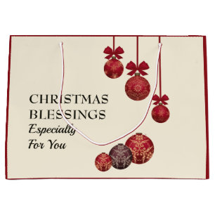 Christian THE LORD BLESS YOU Christmas Baubles Large Gift Bag