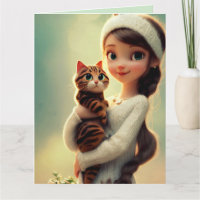 CHRISTIAN THINKING OF YOU GIRL CAT GREETING CARD
