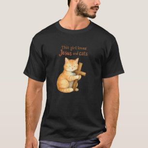 Christian This Girl Loves Jesus and Cats Cat Huggi T-Shirt
