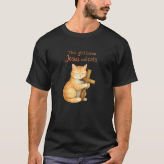 Christian This Girl Loves Jesus and Cats Cat Huggi T-Shirt