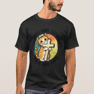 Christian This Girl Loves Jesus and Cats Cat Huggi T-Shirt