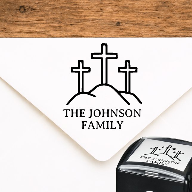 Christian Three Crosses Family Name Self-inking Stamp (Creator Uploaded)
