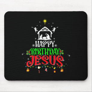 Christian Tree Christmas Happy Birthday Jesus Wome Mouse Pad