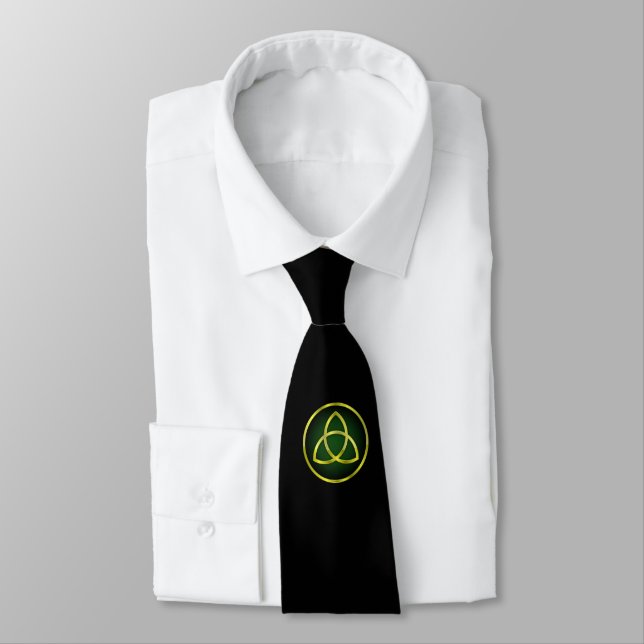 Christian Trinity Symbol Green Black Tie (Tied)