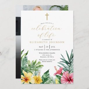 Christian Tropical Celebration Of Life Photo Invitation