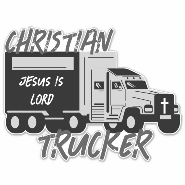Christian Trucker Jesus Is Lord Grunge Cross Decal (Front)