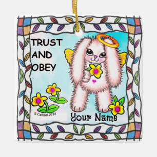 Christian trust god bunny ceramic ornament