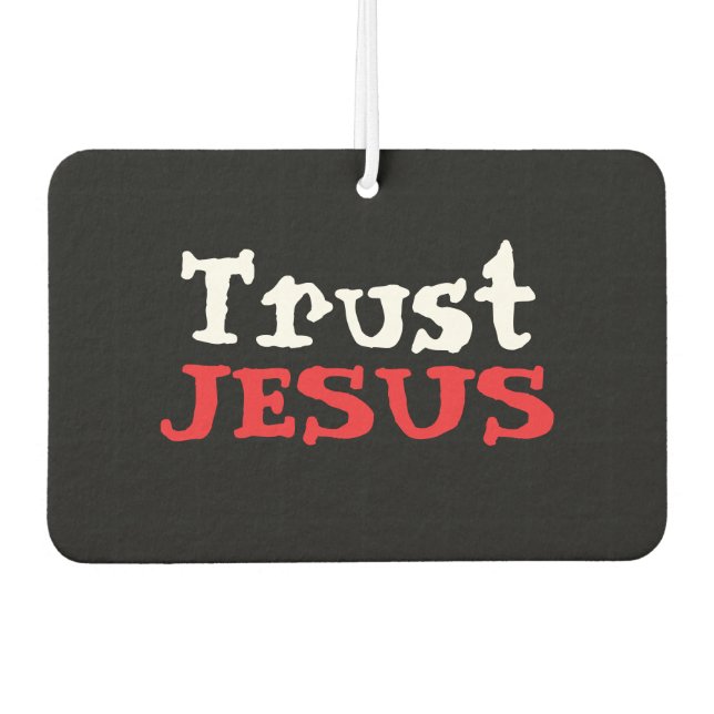 Christian ‘Trust JESUS’ Red Black White Car Air Freshener (Front)
