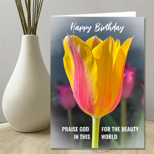 Christian Tulip Happy Birthday Card