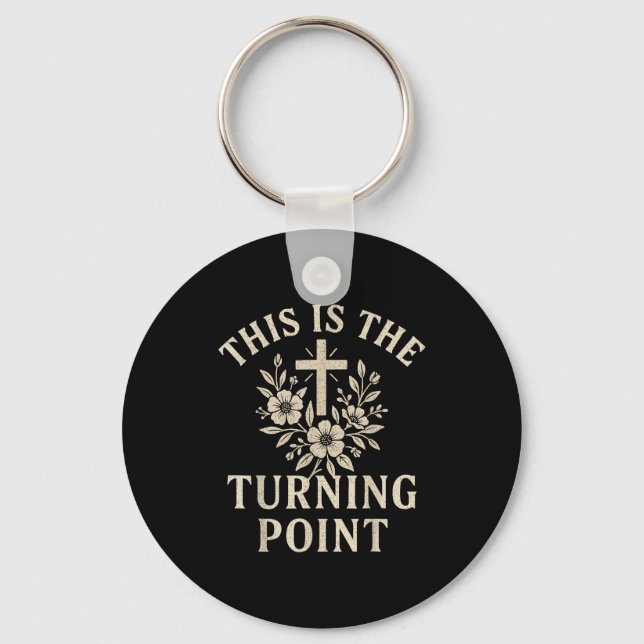 Christian Turning Int Cross Floral Faith Design  Key Ring (Front)