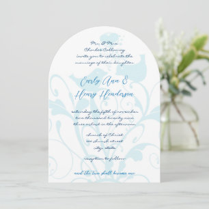 Christian Two Become One Blue Love Birds Wedding Invitation
