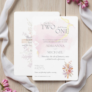 Christian Two Become One Watercolor Invitation