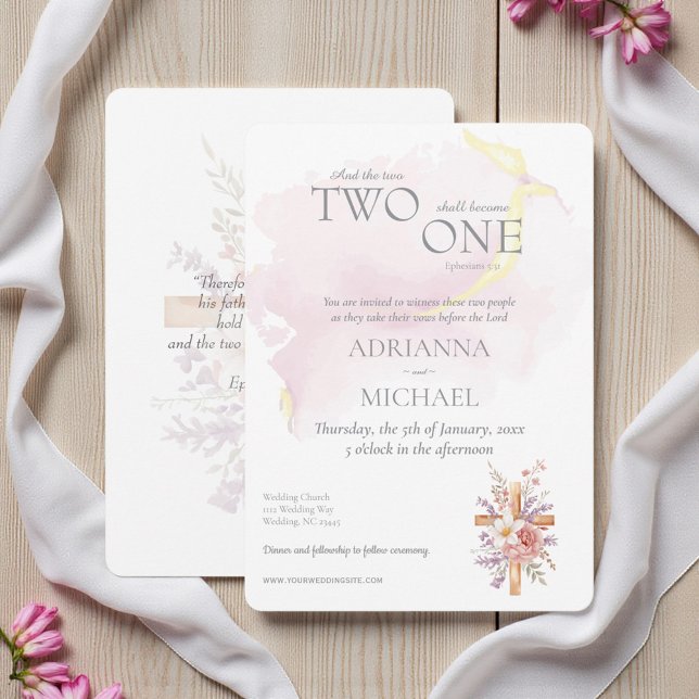 Christian Two Become One Watercolor Invitation (Creator Uploaded)