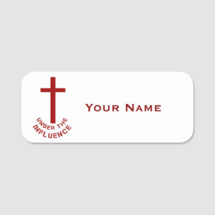 Christian Under The Influence Red Cross Church Name Tag
