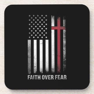 Christian US USA Flag American Christ Faith Over F Coaster