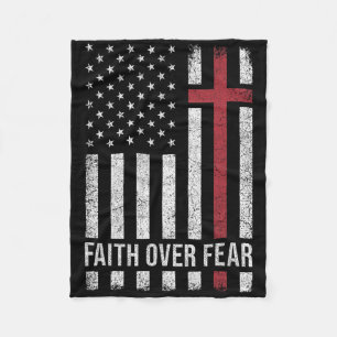Christian Us Usa Flag American Christ Faith Over F Fleece Blanket